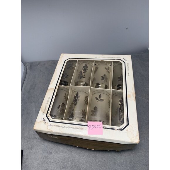 Vintage Libbey Silver Foliage 8-Piece Cooler Glass Set 15 Oz 1950s - Picture 11 of 11